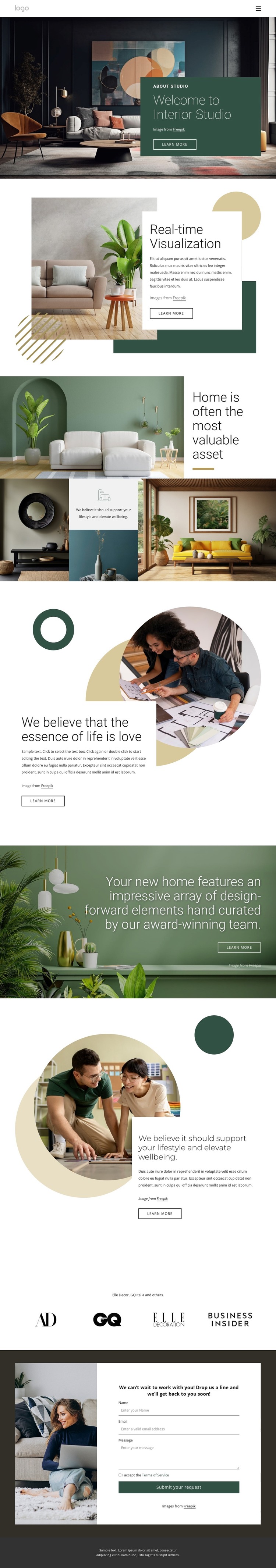 Award-winning interior design studio WordPress Theme