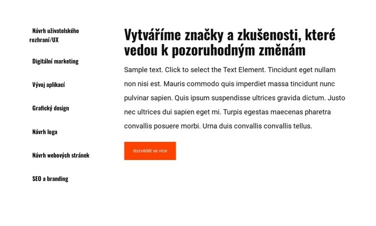 Seznam a text v mřížce Šablona CSS