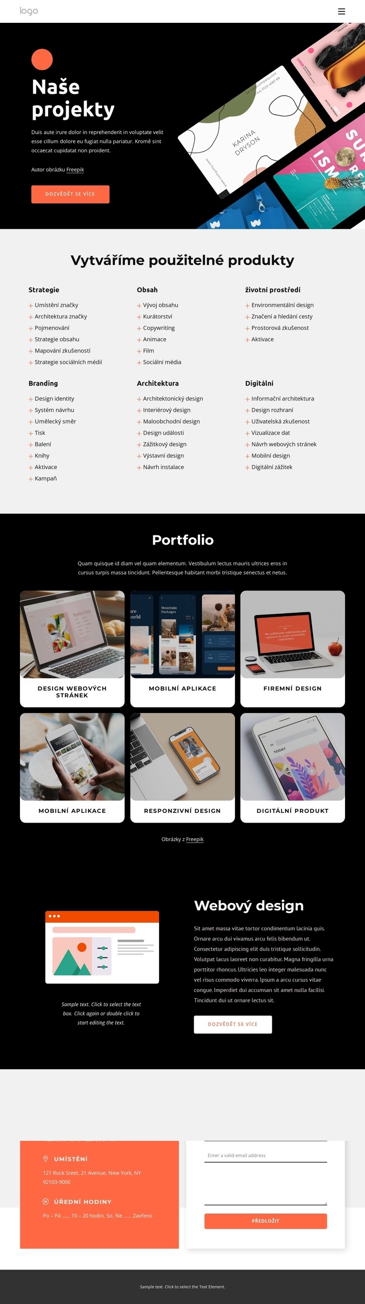 Naše kreativní portfolio Šablona webové stránky