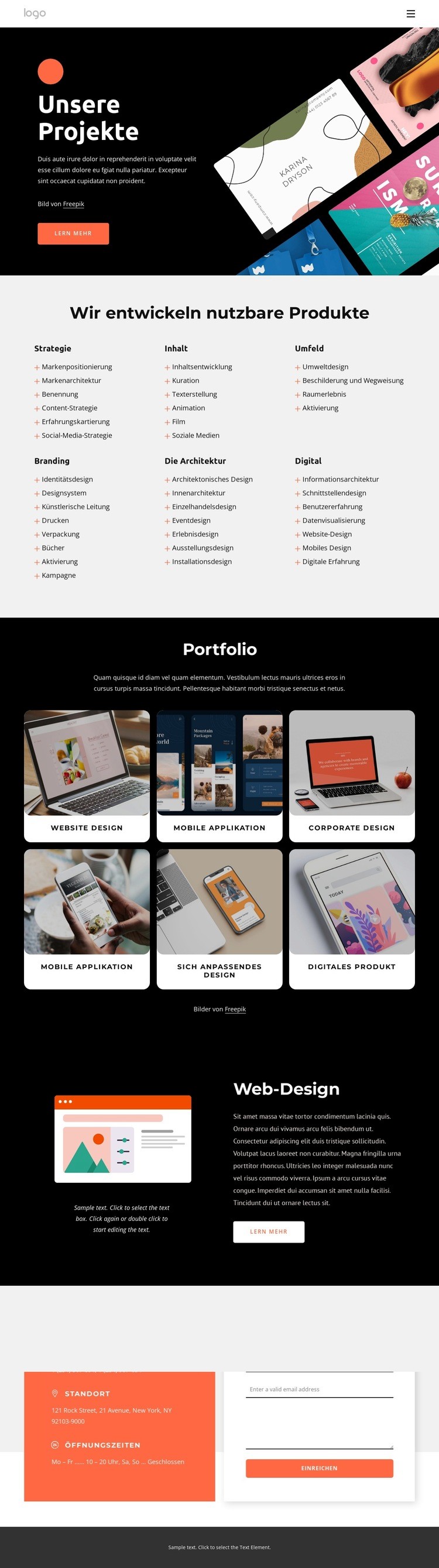 Unser kreatives Portfolio Website-Modell