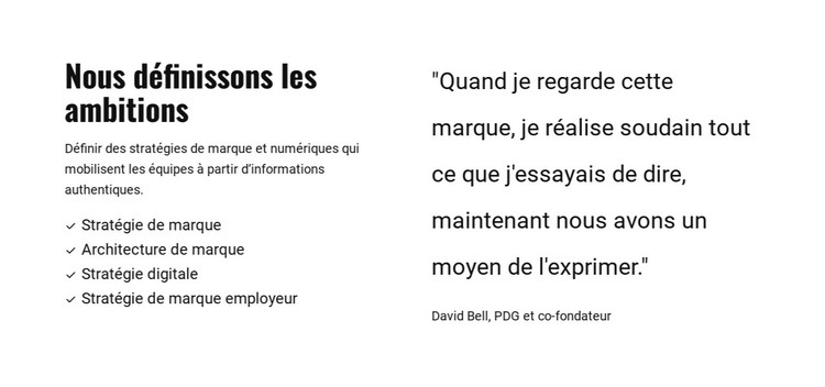 Liste et devis Page de destination