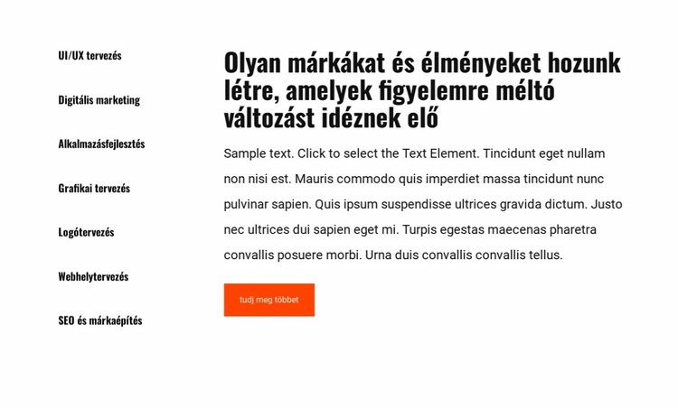 Lista és szöveg a rácsban Weboldal sablon