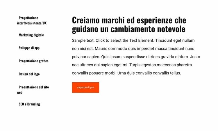 Elenco e testo nella griglia Costruttore di siti web HTML