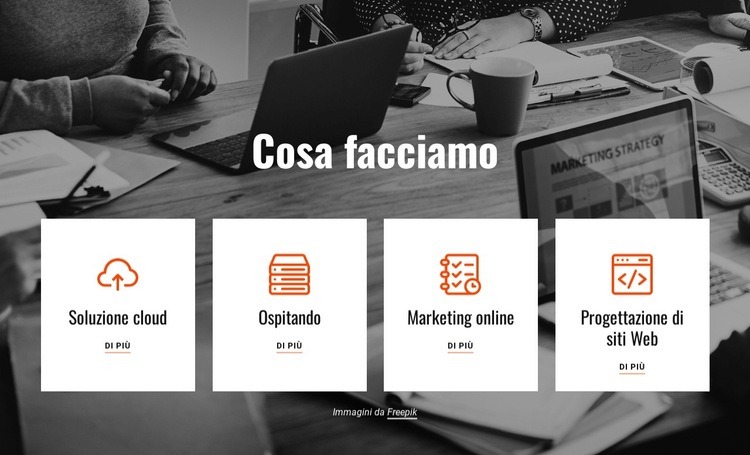 Web design, marketing, supporto e altro ancora Mockup del sito web