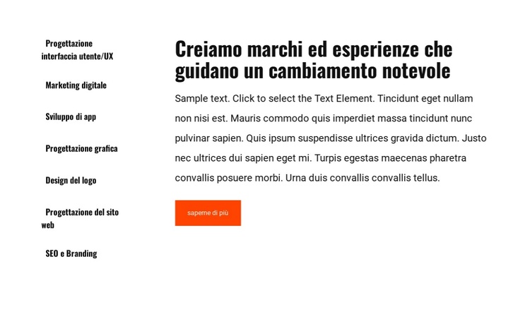 Elenco e testo nella griglia Tema WordPress