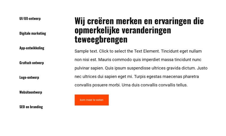 Lijst en tekst in raster CSS-sjabloon