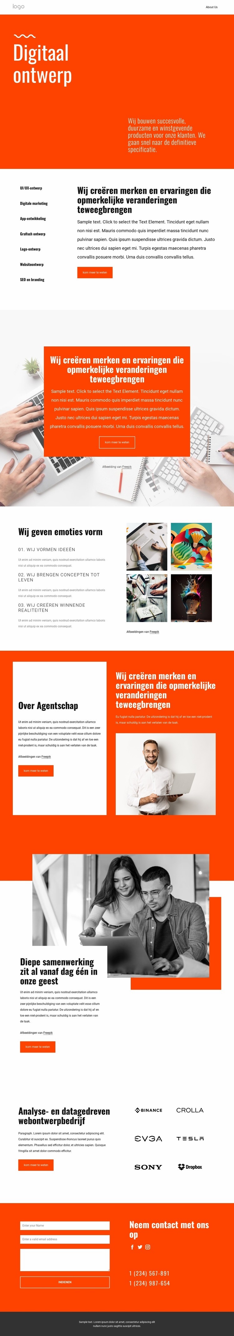 Wij creëren ervaringen Html Website Builder