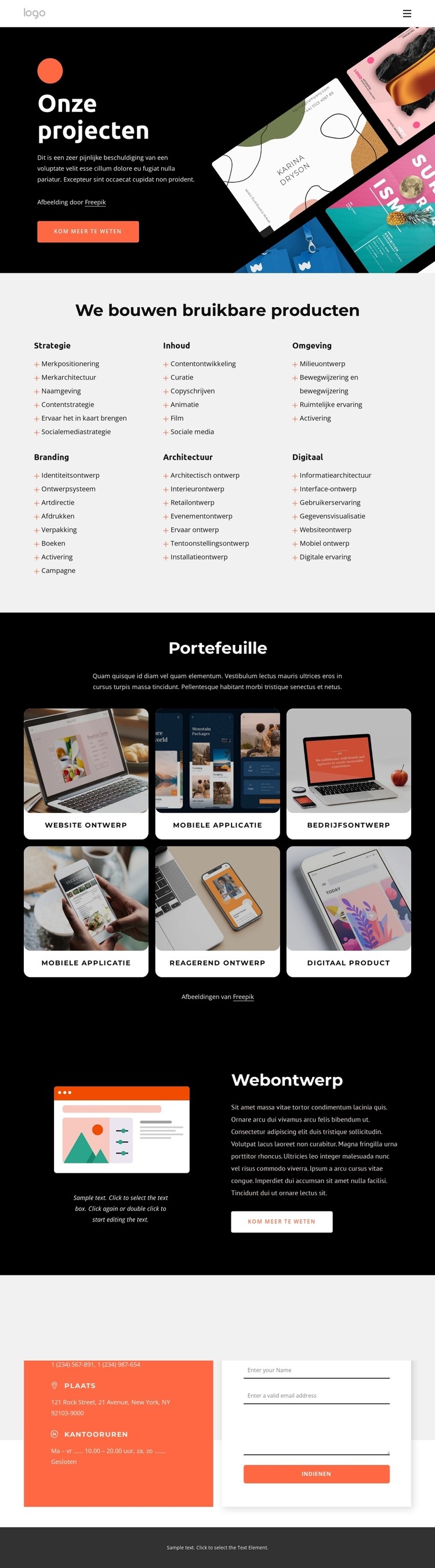 Ons creatieve portfolio Sjabloon voor één pagina