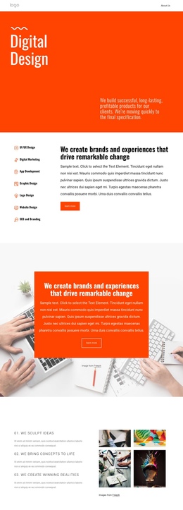 We Create Experiences One Page Template