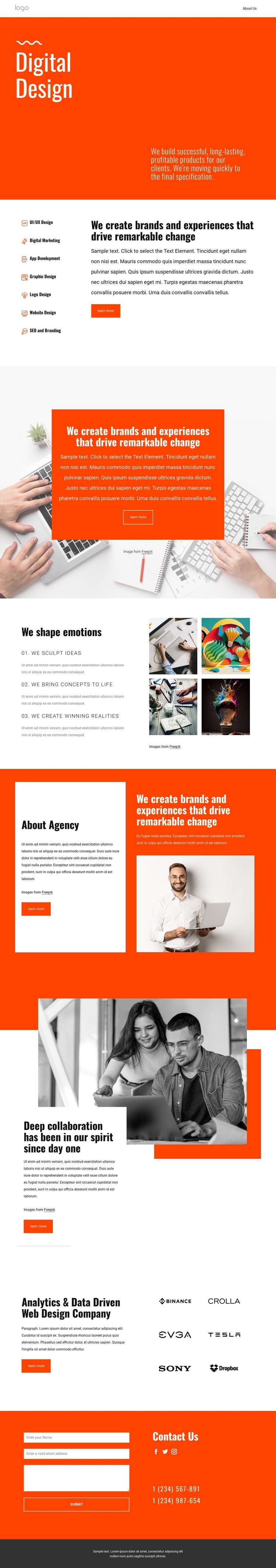 We create experiences One Page Template
