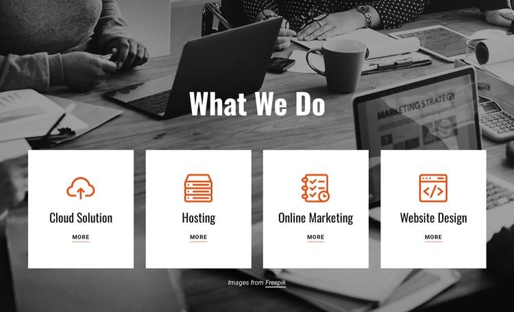 Web design, marketing, support, and more One Page Template