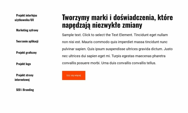 Lista i tekst w siatce Szablon HTML5