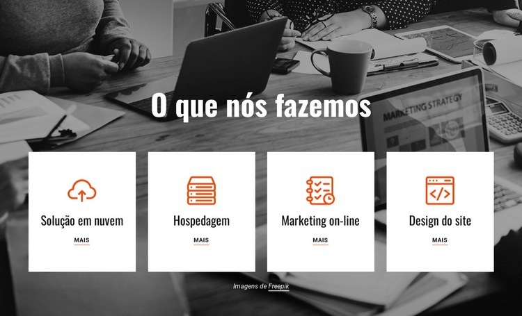 Web design, marketing, suporte e muito mais Construtor de sites HTML