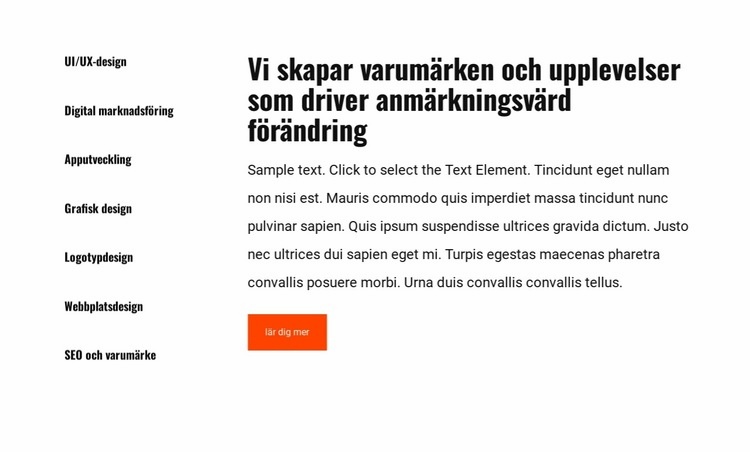 Lista och text i rutnät Mall