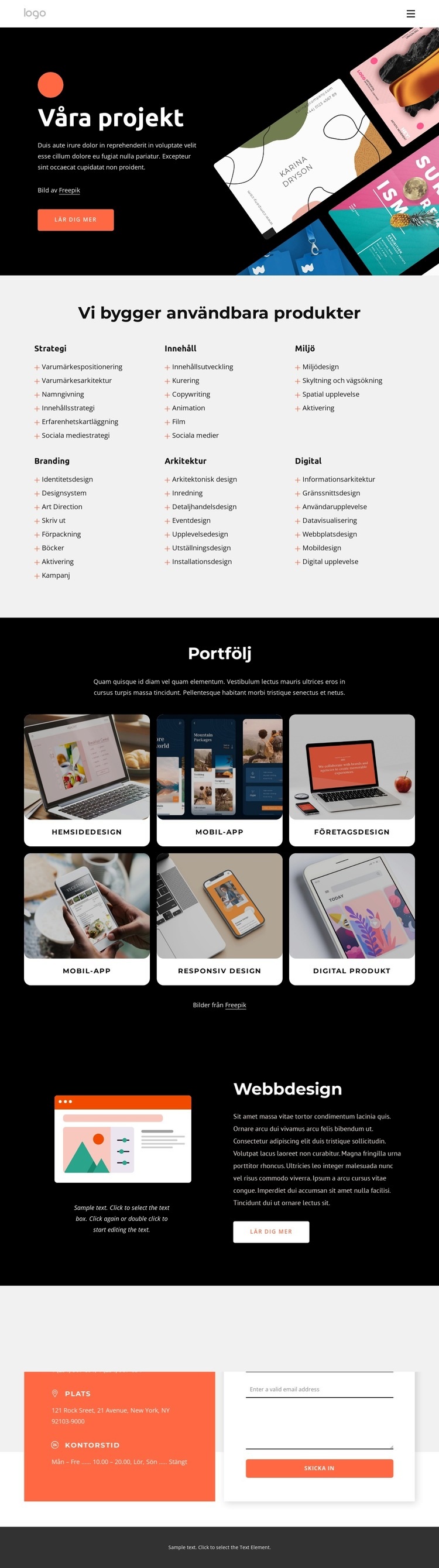 Vår kreativa portfölj Webbplats mall