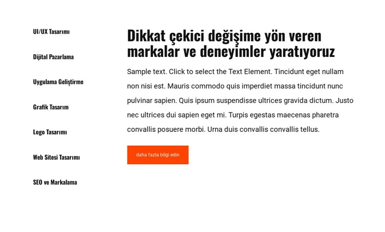 Kılavuzdaki liste ve metin HTML Şablonu