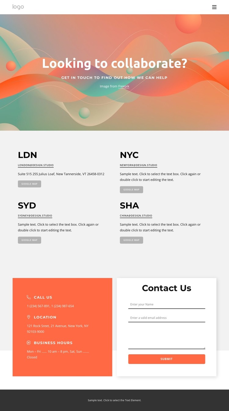 Contact our design studio today CSS Template
