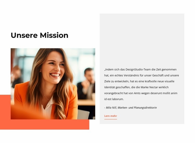 Unsere Mission, Werte, Menschen HTML Website Builder