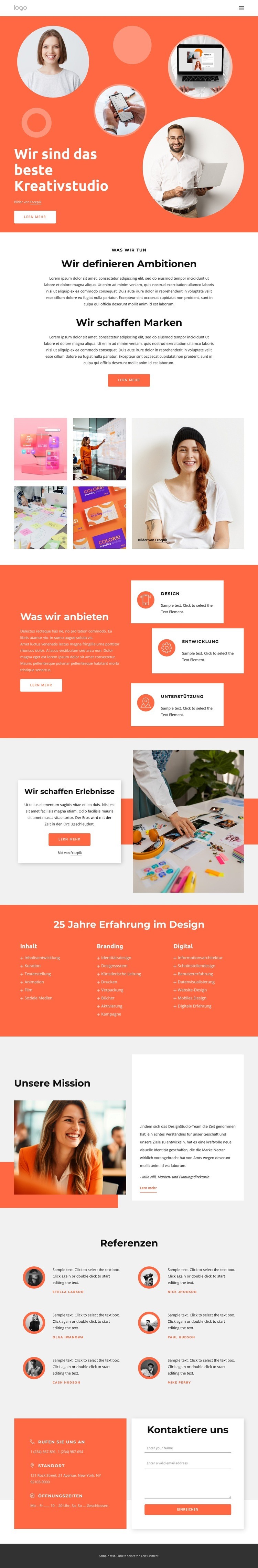 Kreative Innovationen Website-Modell