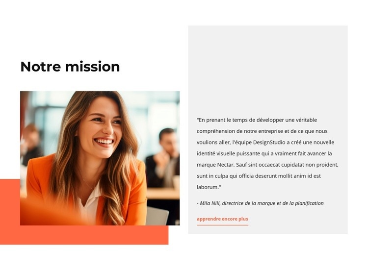 Notre mission, nos valeurs, nos collaborateurs Conception de site Web