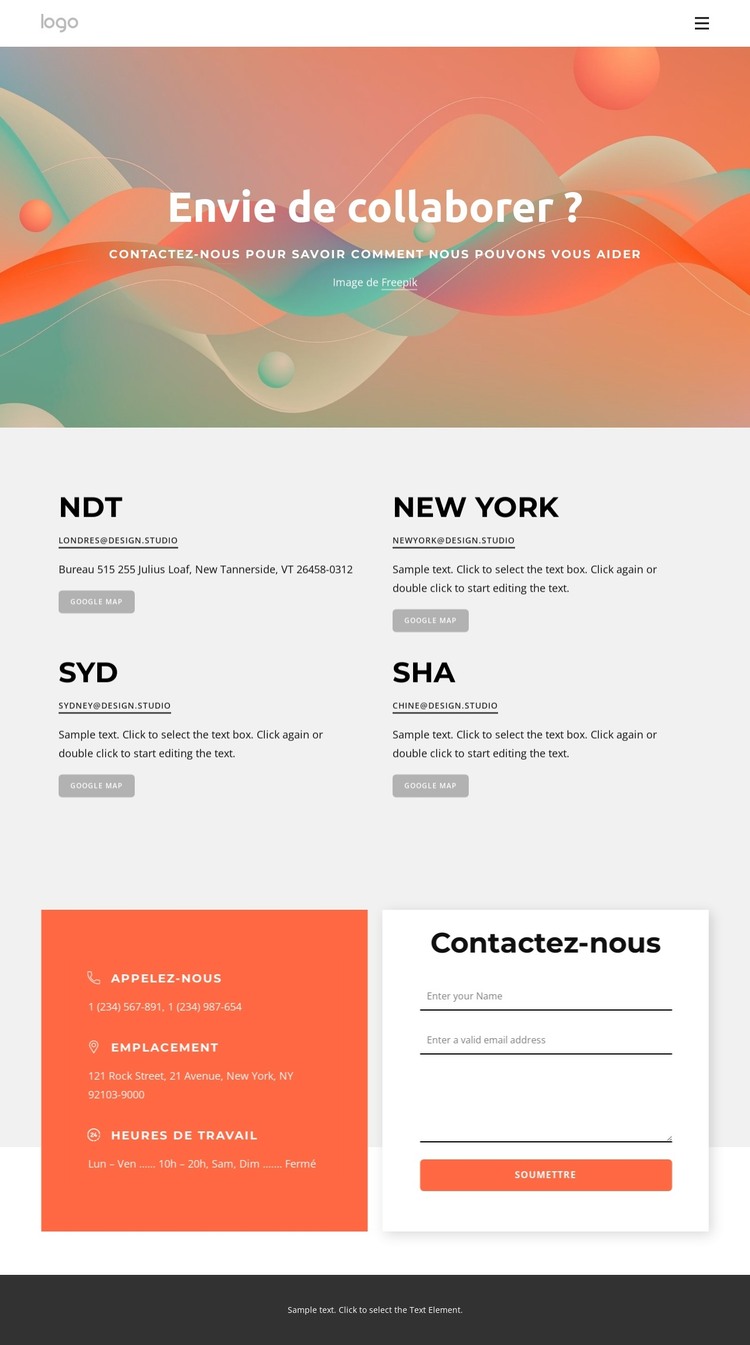 Contactez notre studio de design dès aujourd'hui Modèle HTML
