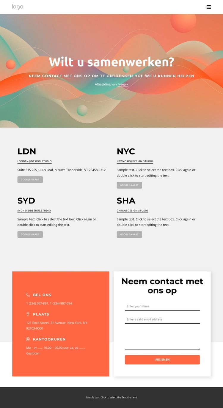 Neem vandaag nog contact op met onze ontwerpstudio HTML-sjabloon