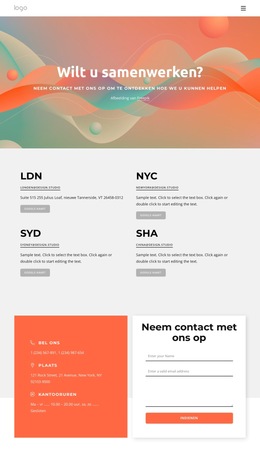 Neem Vandaag Nog Contact Op Met Onze Ontwerpstudio - Website-Ontwerpsjabloon