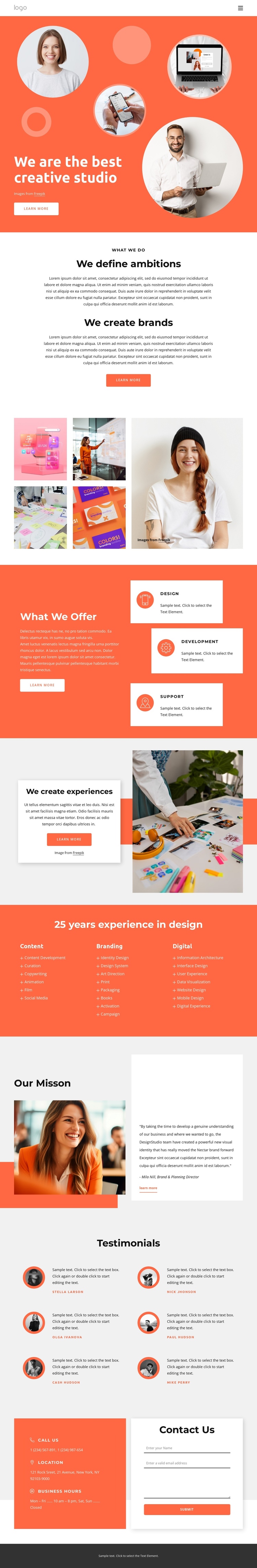 Creative innovations One Page Template