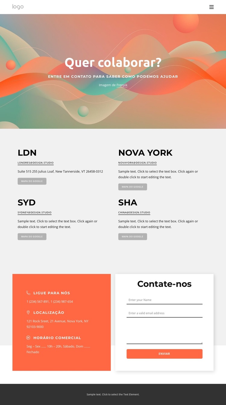 Contate nosso estúdio de design hoje Modelo de site