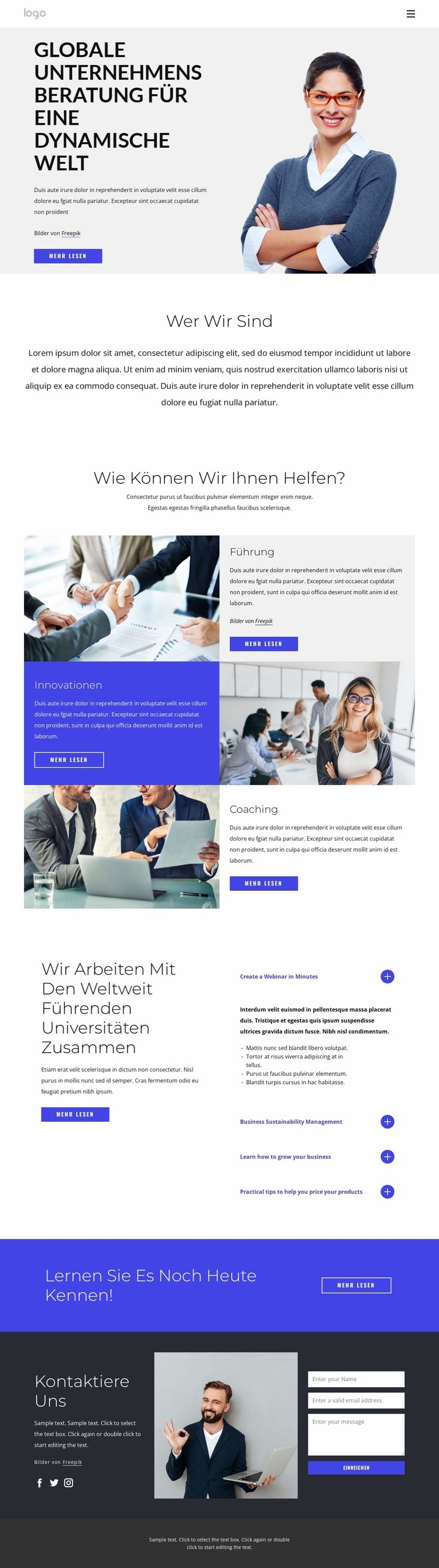 Globale Unternehmensberatung HTML Website Builder