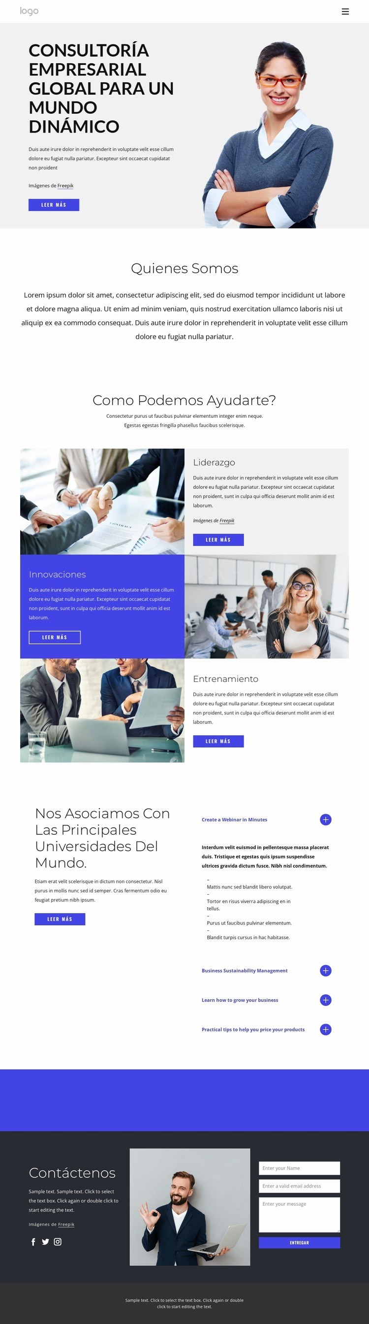 Consultoría de negocios globales Maqueta de sitio web