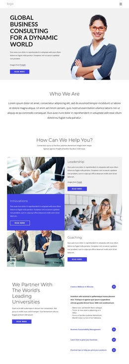 Global Business Consulting - Web Page Template