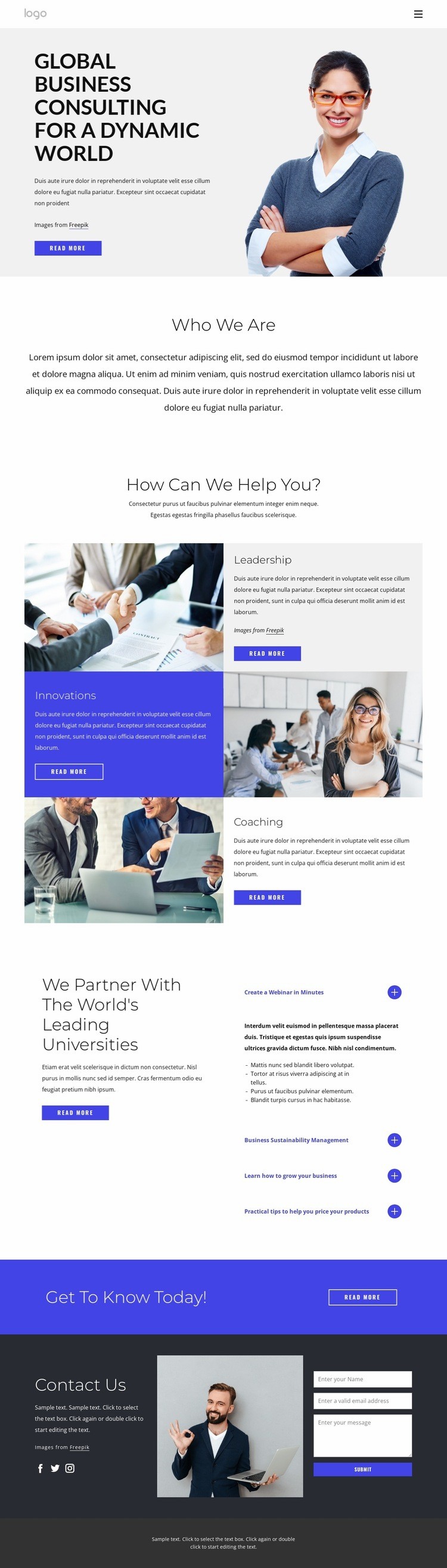 Global business consulting Web Page Design