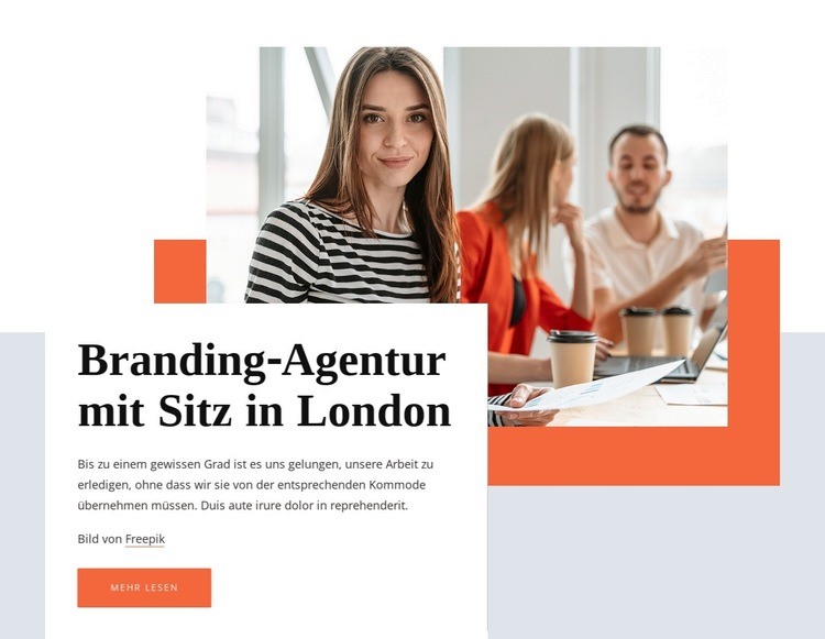 Branding-Agentur mit Sitz in London Eine Seitenvorlage