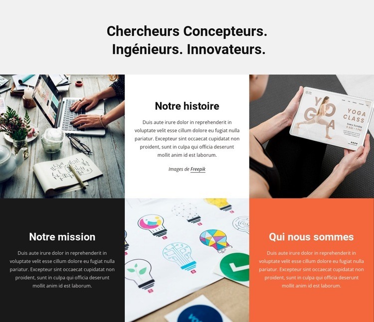 Qui nous sommes, notre histoire et notre mission Maquette de site Web