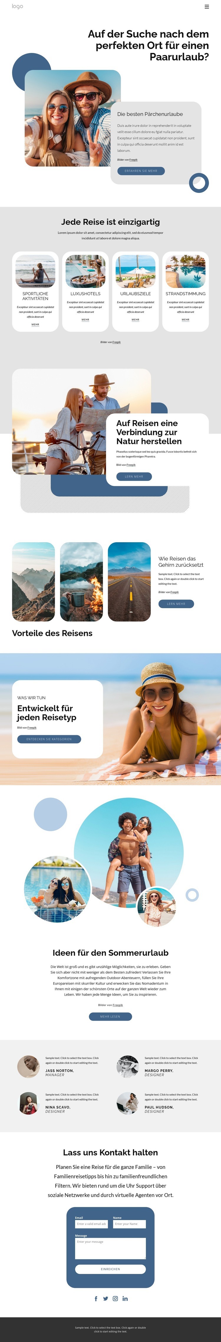 Buchen Sie eine Paartour Website Builder-Vorlagen