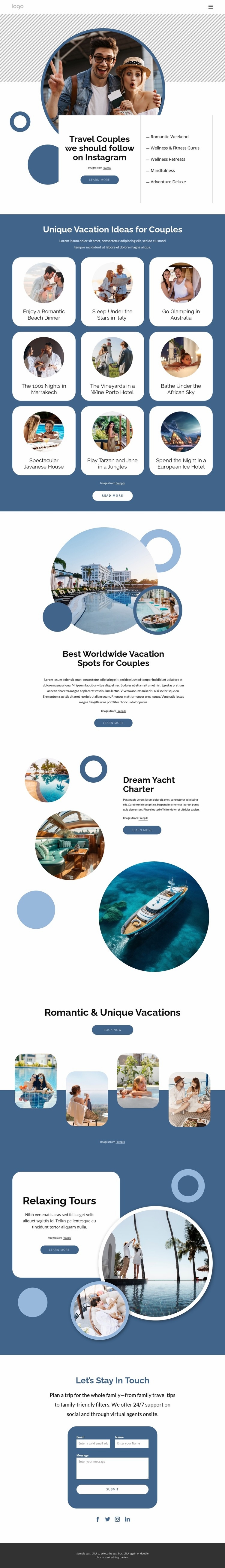 Imagine travelling to some of the most amazing places Homepage Design