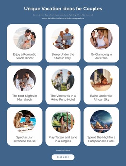 Unique Vacation Ideas For Couples Table CSS Template
