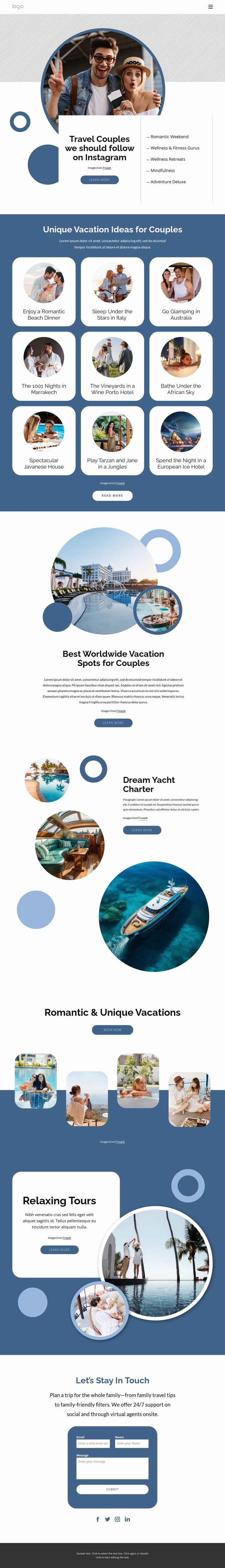 Imagine travelling to some of the most amazing places Website Mockup