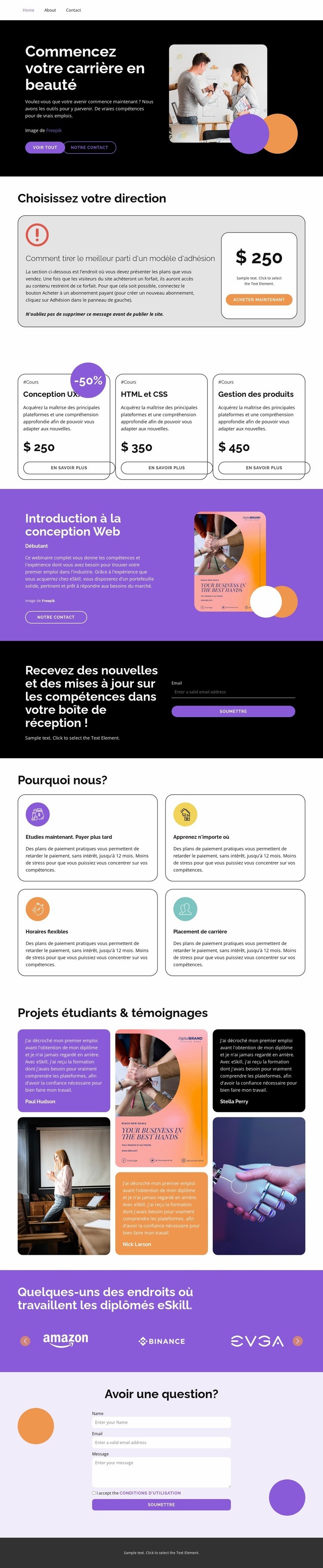 High-quality courses Modèle d'une page