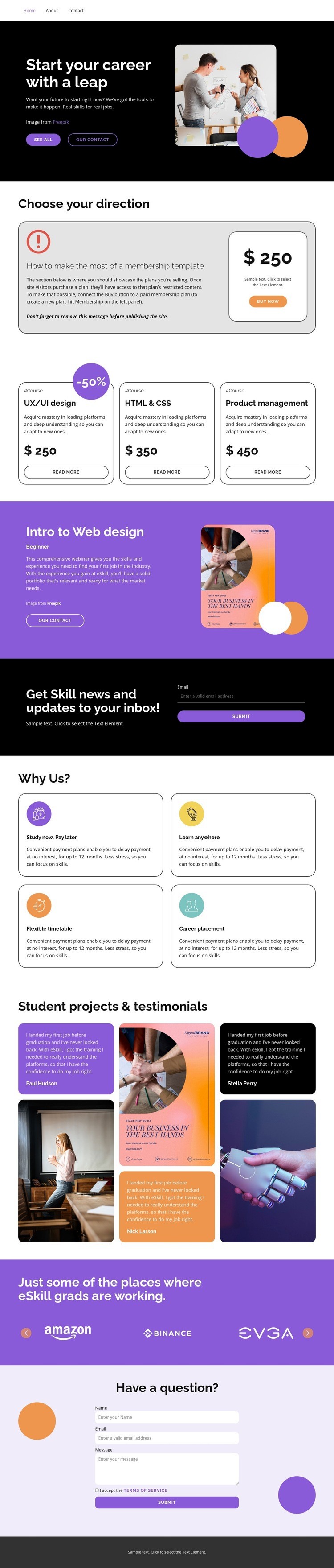 High-quality courses Homepage Design