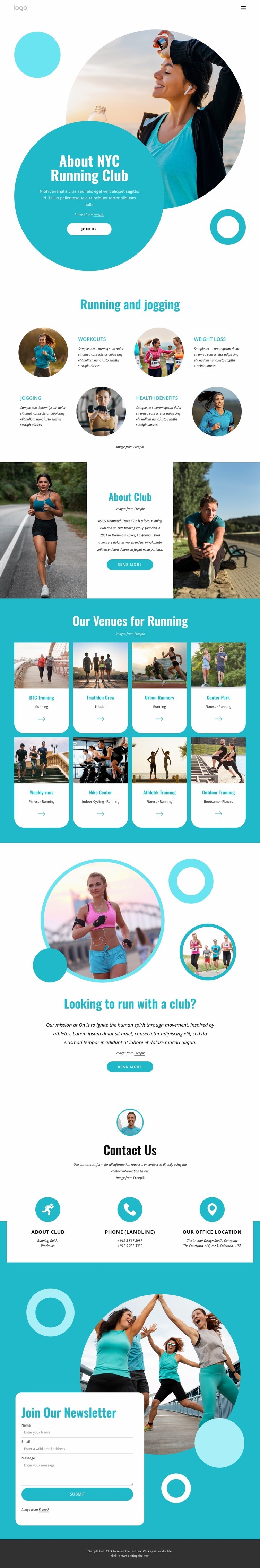 Local running programs Homepage Design