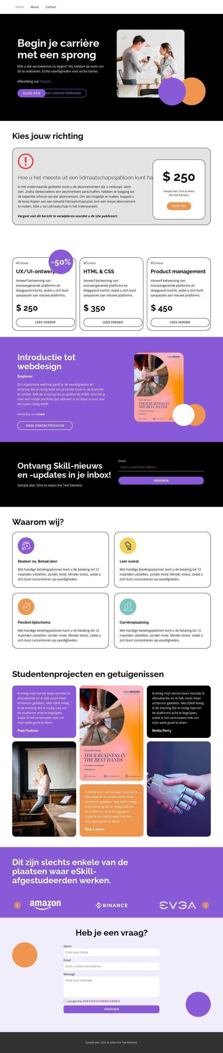 High-quality courses Website ontwerp