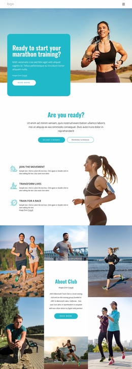 Trail Running, Race Walking, Wheelchair Racing - Ready To Use Landing Page