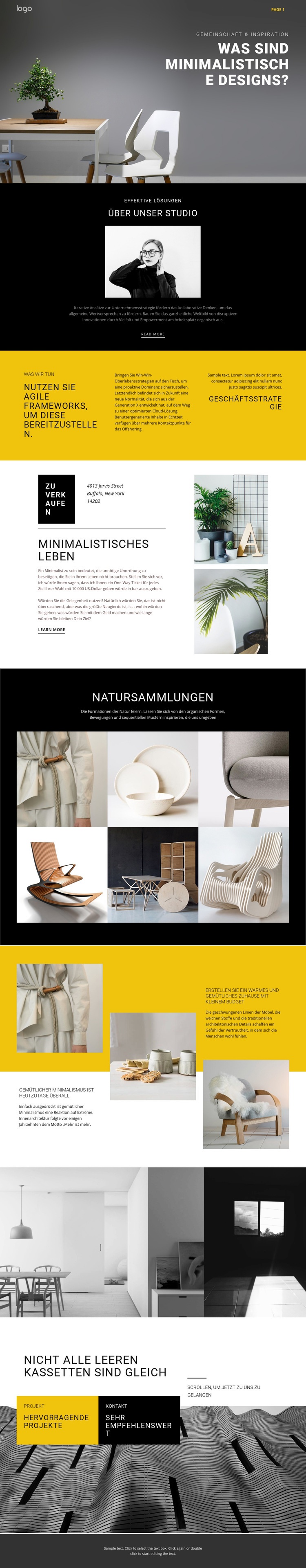 Minimalistisches Designer-Interieur Website design
