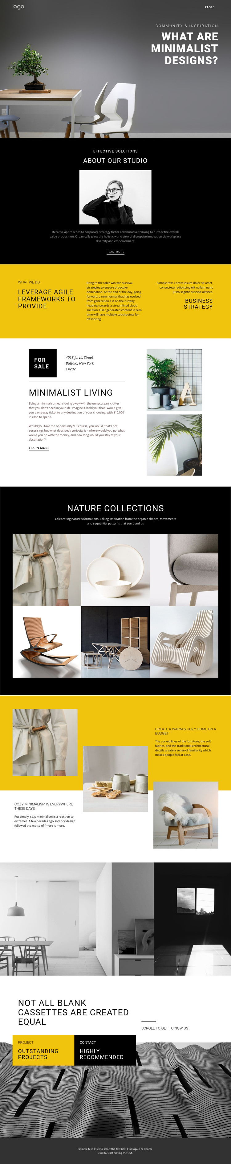 Minimalist designer interiors Homepage Design