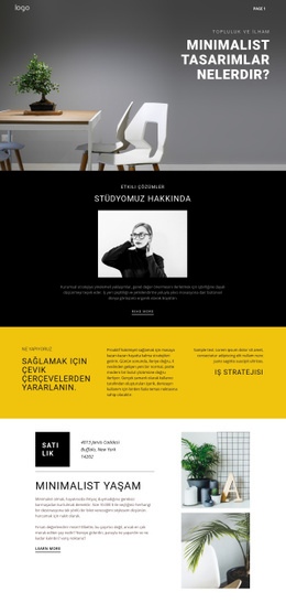 Minimalist Tasarımcı Iç Mekanları Bir Sayfa Şablonu