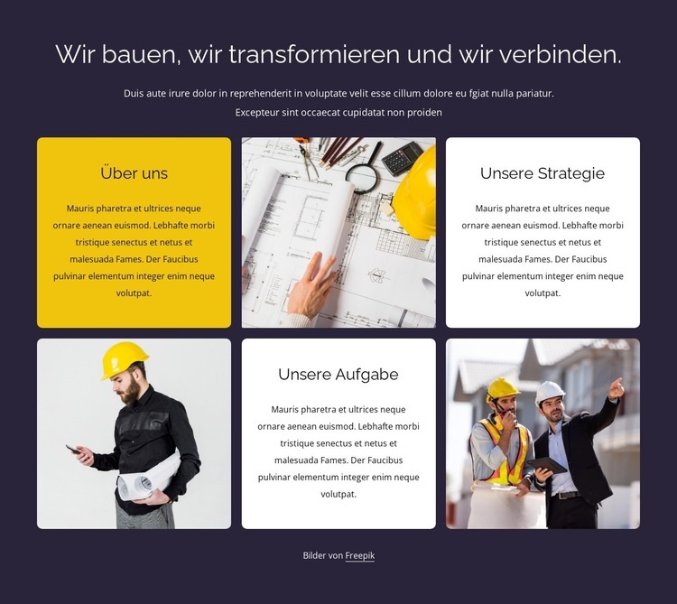 Wir bauen, wir verwandeln HTML Website Builder