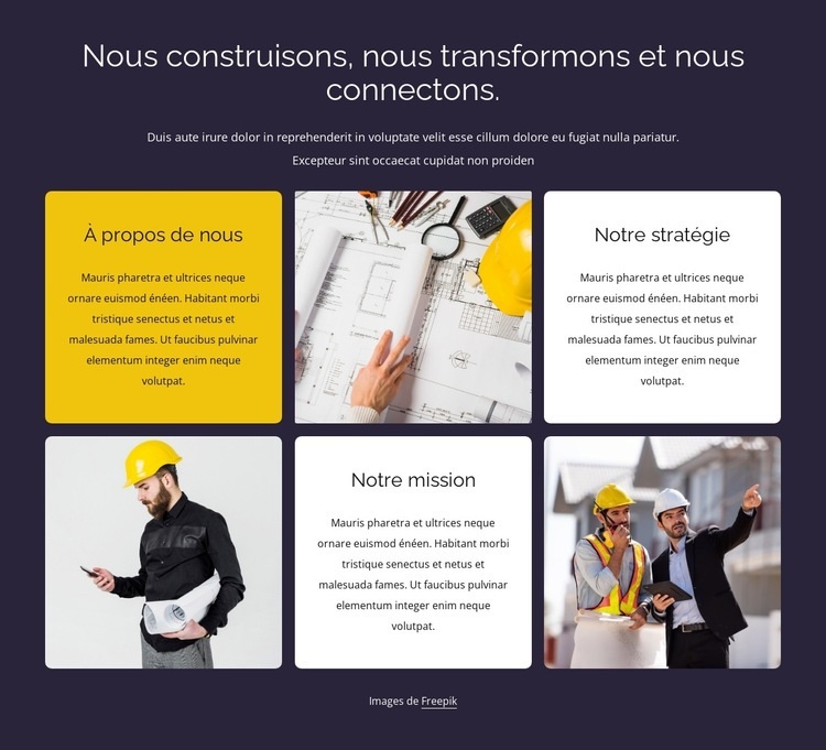 Nous construisons, nous transformons Conception de site Web