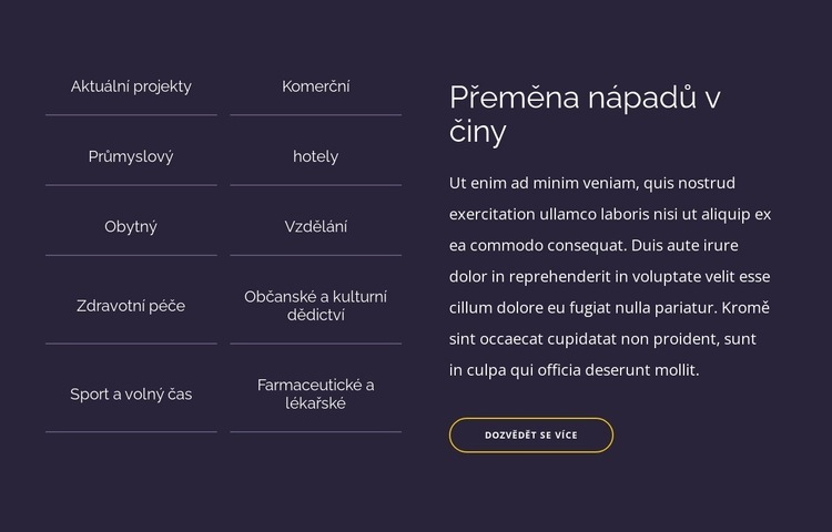 Přeměna nápadů v činy Šablona HTML